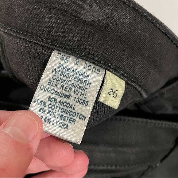 Rag & Bone‎ Distressed Black / Dark Gray Mid Rise Legging Skinny Jeans Size 26 - Picture 8 of 12